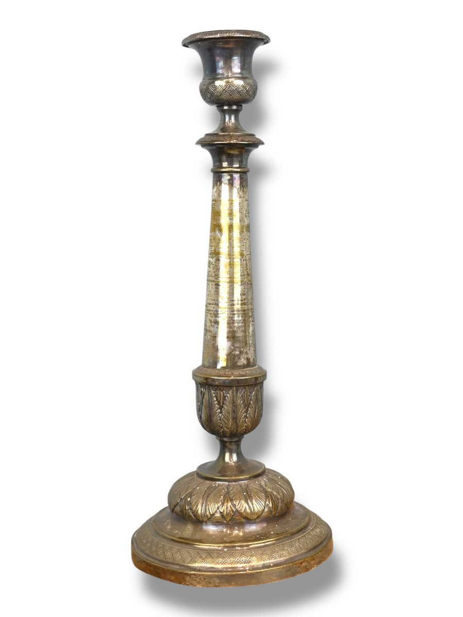  Coppia Di Candelieri In Metallo Argentato - Italia 1830-photo-3